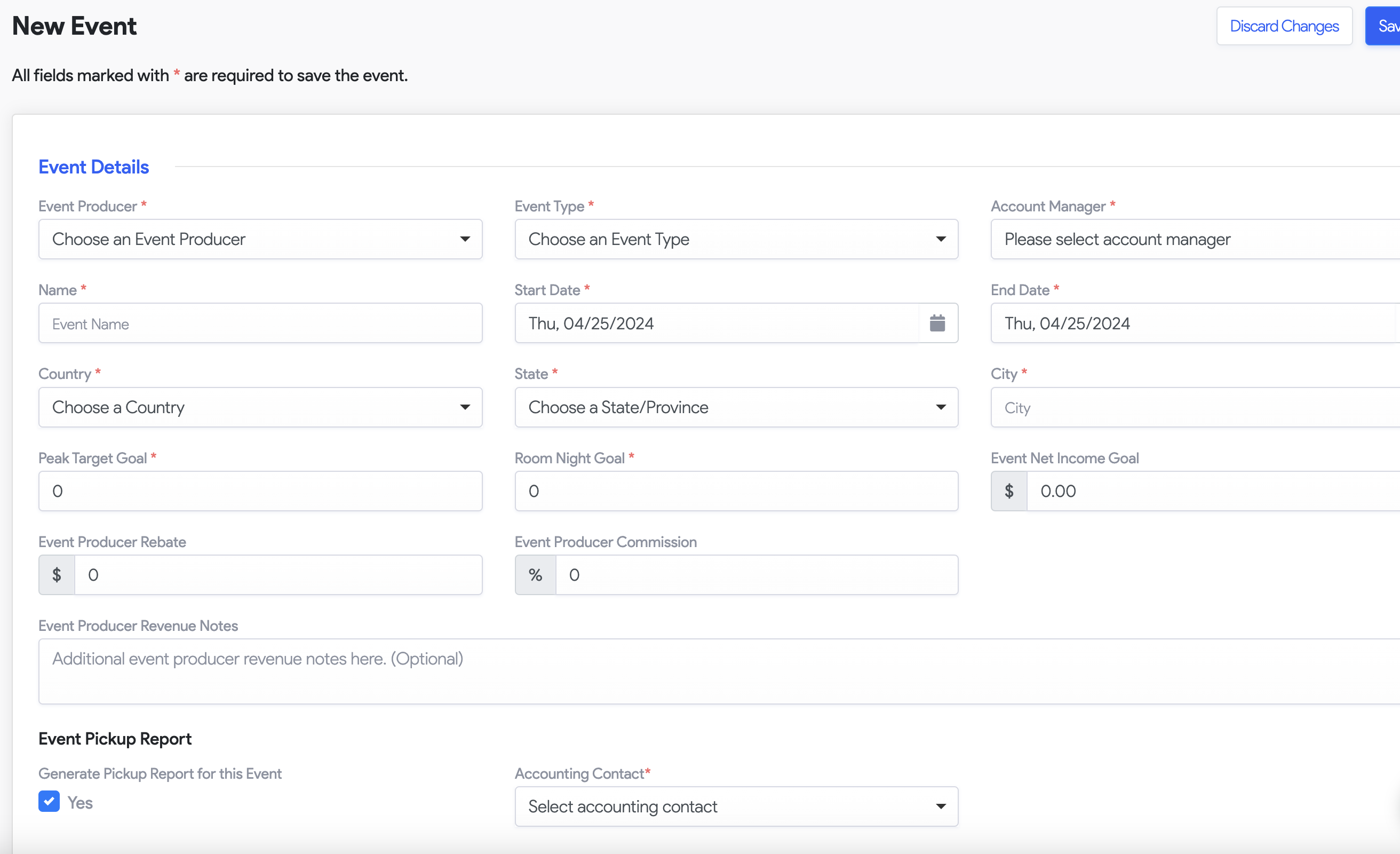 Creating An Event